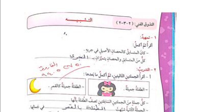 حل درس التشبيه للصف الخامس المنهاج الكويتي