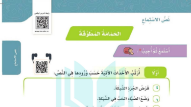 حل درس الحمامة المطوقة للصف الرابع المنهاج السعودي