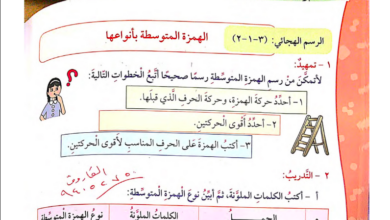 حل درس الهمزة المتوسطة بأنواعها للصف الخامس المنهاج الكويتي