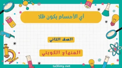 حل درس أي الأجسام يكون ظلا للصف الثاني المنهاج الكويتي