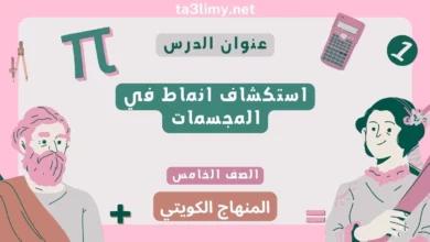 حل درس استكشاف انماط في المجسمات للصف الخامس المنهاج الكويتي