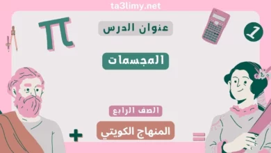حل درس المجسمات للصف الرابع المنهاج الكويتي