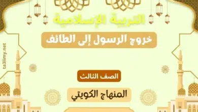 حل درس خروج الرسول إلى الطائف للصف الثالث المنهاج الكويتي