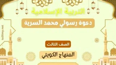حل درس دعوة رسولي محمد السرية للصف الثالث المنهاج الكويتي
