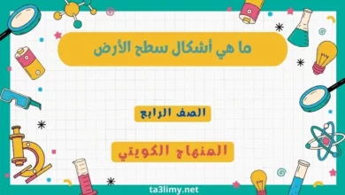 حل درس ما هي أشكال سطح الأرض للصف الرابع المنهاج الكويتي