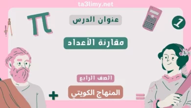 حل درس مقارنة الأعداد للصف الرابع المنهاج الكويتي