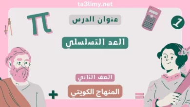 حل درس العد التسلسلي للصف الثاني المنهاج الكويتي