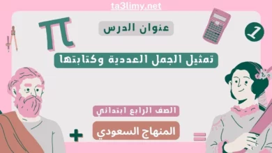 حل درس تمثيل الجمل العددية وكتابتها رابع ابتدائي سعودي