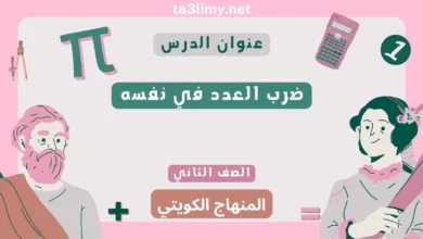 حل درس ضرب العدد في نفسه للصف الثاني المنهاج الكويتي